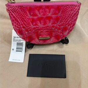 Brahmin Vibrant Pink Croc-Embossed Cosmetic Case
